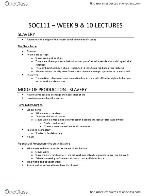 SOC 111 Lecture Notes - Lecture 10: Exchange Economy, Market Economy, Class Conflict thumbnail