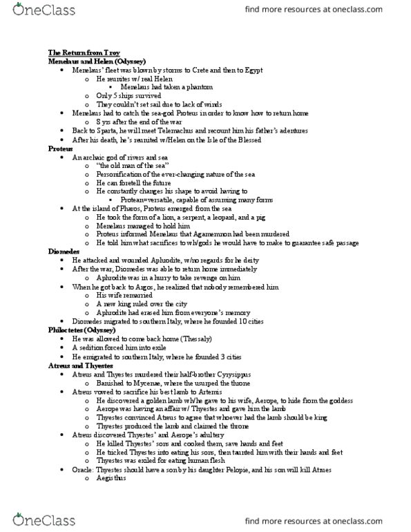 CLT 3370 Lecture Notes - Lecture 15: Thyestes, Aegisthus, Erinyes thumbnail