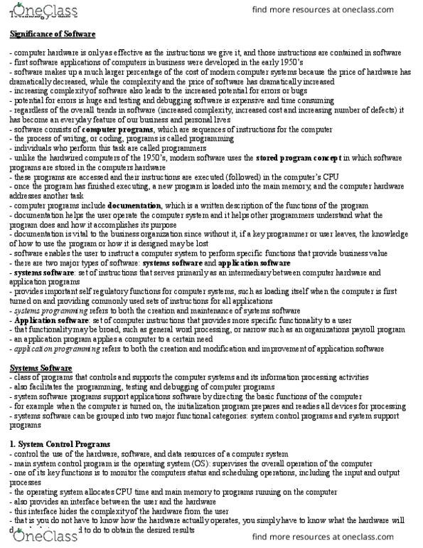 ADMS 2511 Lecture Notes - Lecture 2: Disk Operating System, Computer Hardware, Proprietary Software thumbnail