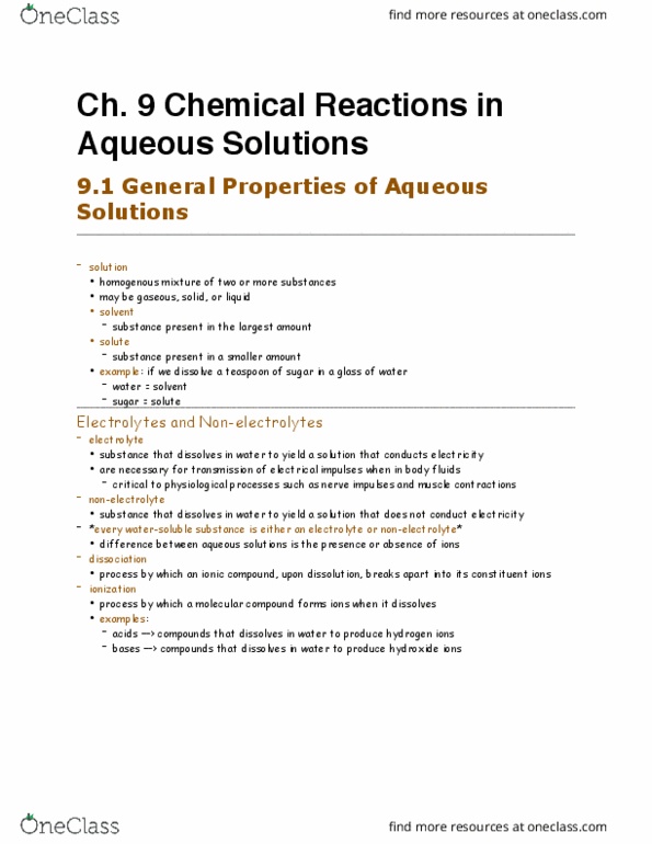 CHEM 1111 Chapter 9: Ch. 9 Chemical Reactions in Aqueous Solutions thumbnail
