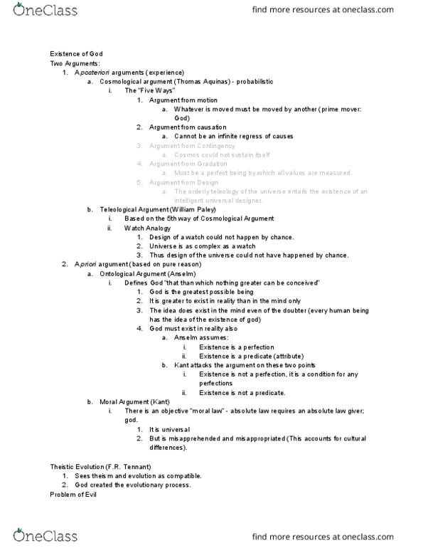 PHL 201 Lecture Notes - Lecture 3: Theodicy, Theistic Evolution, Theism thumbnail