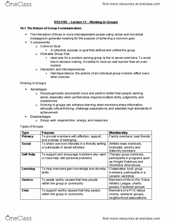 HSS 2102 Lecture Notes - Lecture 13: Informal Attire, Weight Watchers, Nonverbal Communication thumbnail