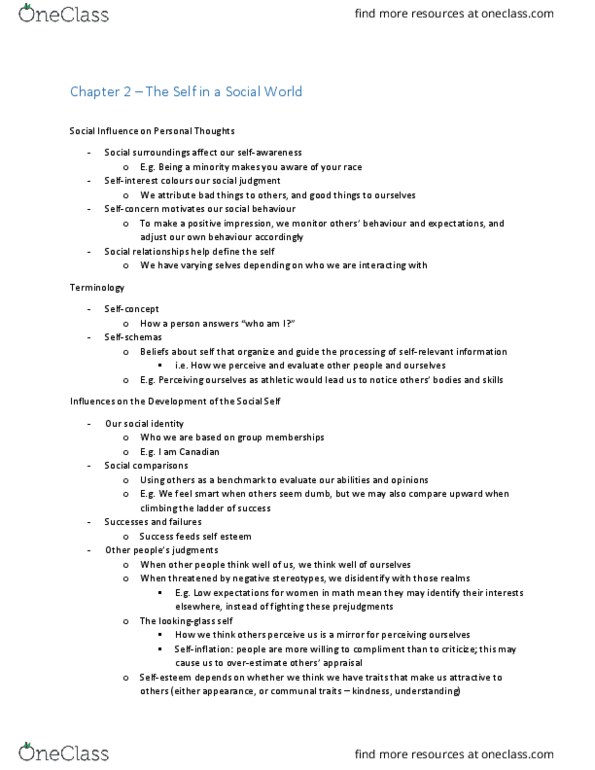 PSYC 241 Chapter Notes - Chapter 2: Impact Bias, Social Rejection, Collectivism thumbnail