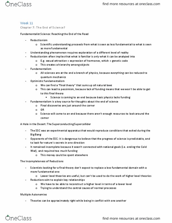 PHYS P20 Chapter Notes - Chapter 11: Superconducting Super Collider, Fundamental Domain, Reductionism thumbnail