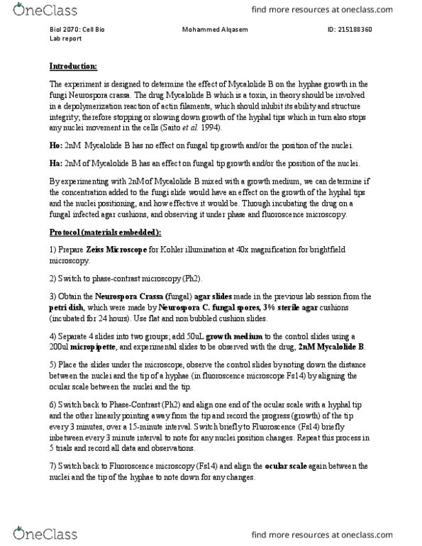 BIOL 2070 Lecture Notes - Lecture 2: Neurospora Crassa, Bright-Field Microscopy, Lab Report thumbnail