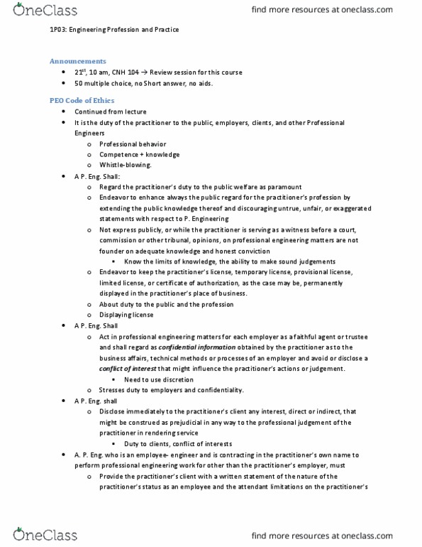 ENGINEER 1P03 Lecture Notes - Lecture 24: Public Knowledge, Whistleblower, Disclose thumbnail