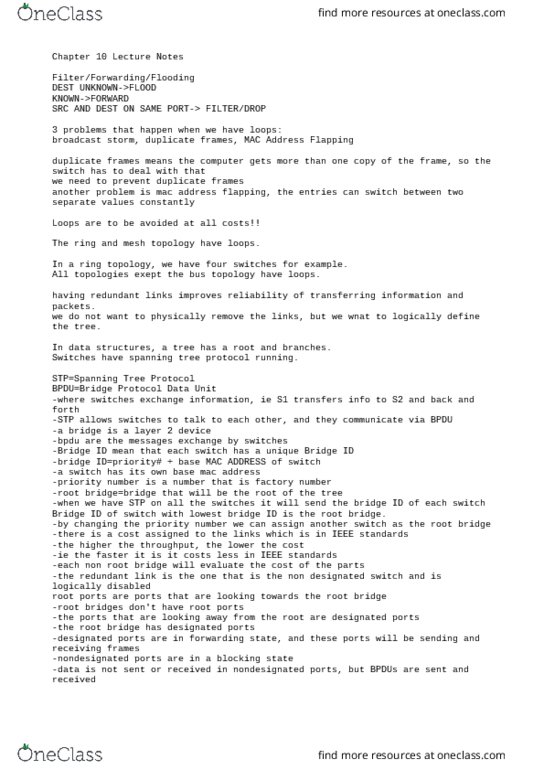 TELE33324 Lecture Notes - Lecture 10: Broadcast Radiation, Mac Address, Bridge Protocol Data Unit thumbnail