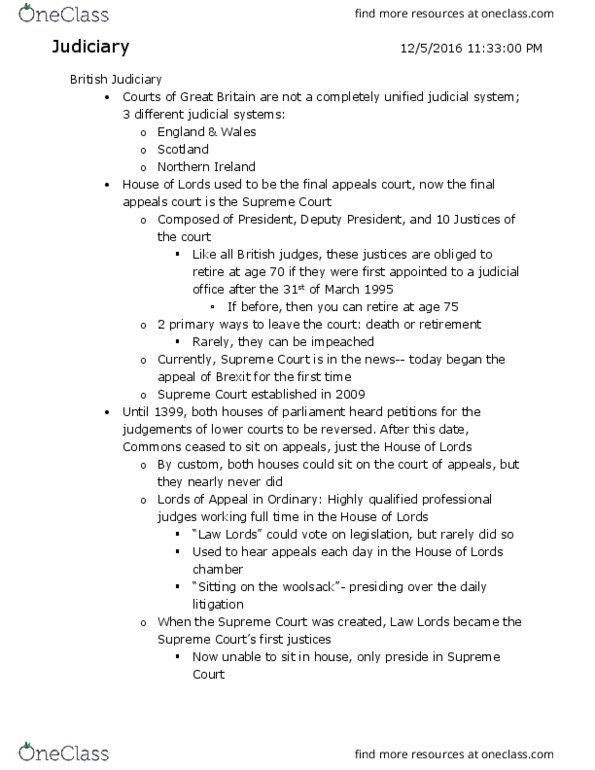 GOVT-130 FA3 Lecture Notes - Lecture 20: Employment Tribunal, Woolsack, Federal Constitutional Court thumbnail