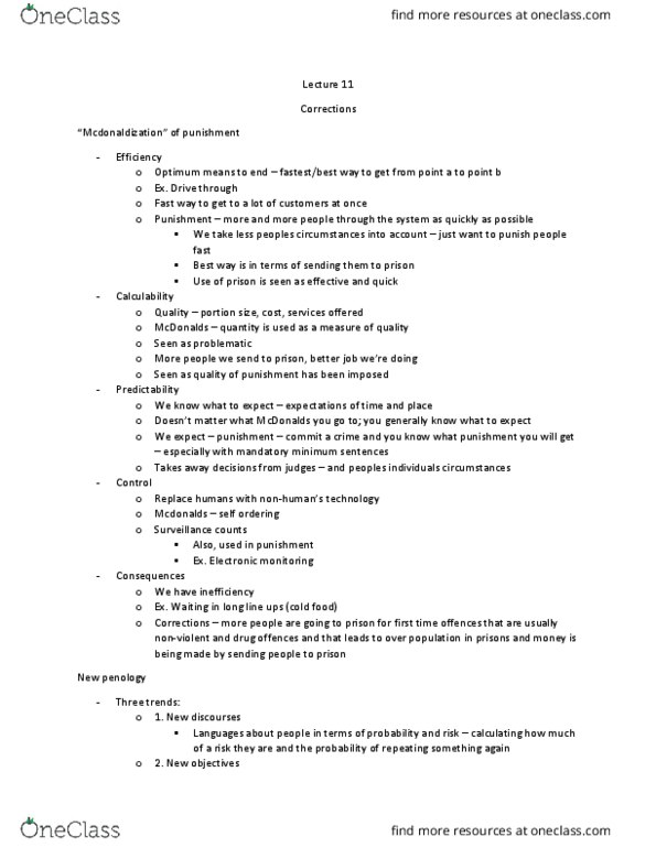 SOC 1500 Lecture Notes - Lecture 11: Working Class Culture, Remand (Detention), Total Institution thumbnail