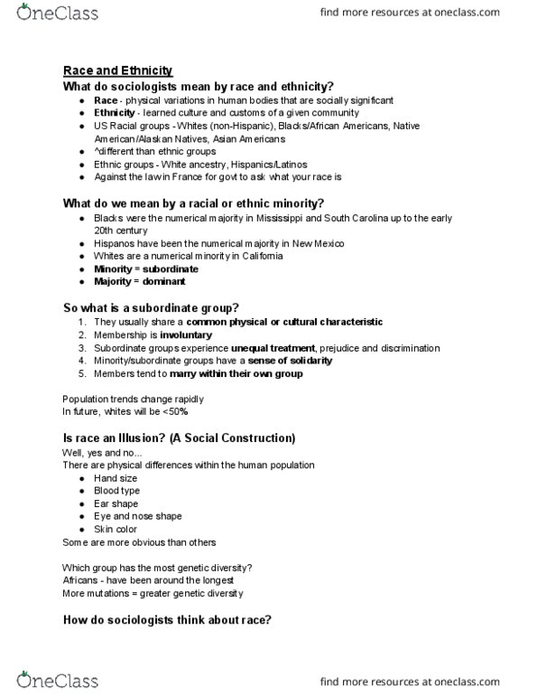 SOC 001 Lecture Notes - Lecture 7: Environmentalism, United Farm Workers, Jim Crow Laws thumbnail