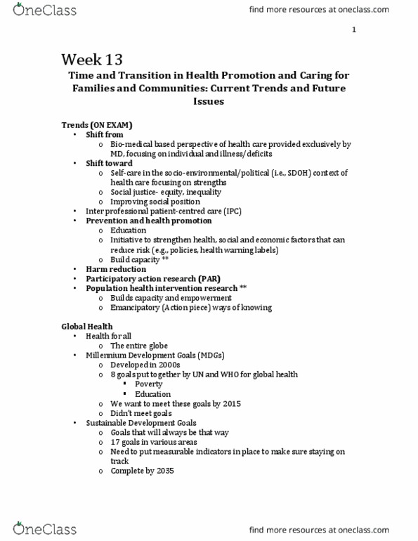 Nursing 2220A/B Lecture Notes - Lecture 13: Professional Responsibility, Millennium Development Goals, Systematic Review thumbnail