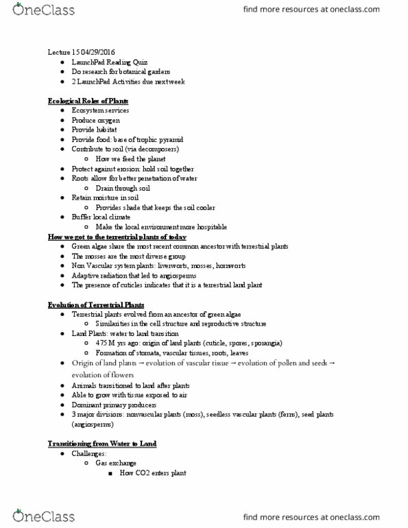 LIFESCI 1 Lecture Notes - Lecture 15: Ammonium Nitrate, Rhizosphere, Plant Cell thumbnail