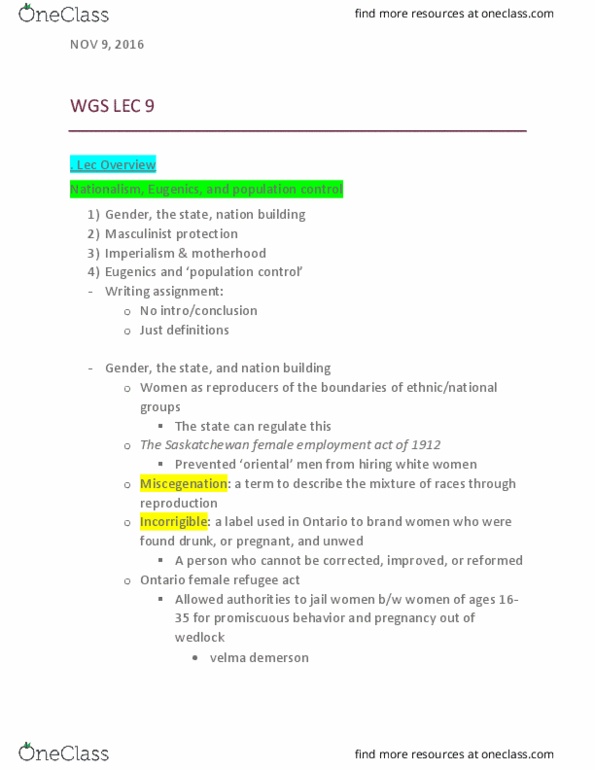 WGS160Y1 Lecture Notes - Lecture 9: Heredity, White Supremacy, Steven Blaney thumbnail