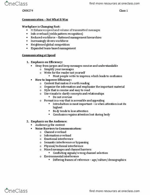 CMN 279 Lecture Notes - Lecture 1: Information Overload, Jargon thumbnail