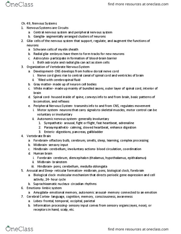 BIL 150 Chapter Notes - Chapter 49: Schizophrenia, Epithalamus, Spinal Cord thumbnail