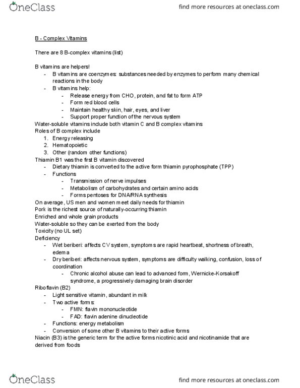 HLTH 220 Lecture Notes - Lecture 17: Citric Acid Cycle, Thiamine Pyrophosphate, Homocysteine thumbnail