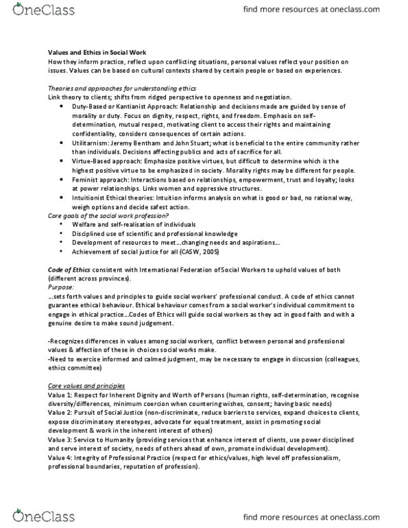 SOWK 2000 Lecture Notes - Lecture 10: Professional Boundaries, Ethical Dilemma, Jeremy Bentham thumbnail