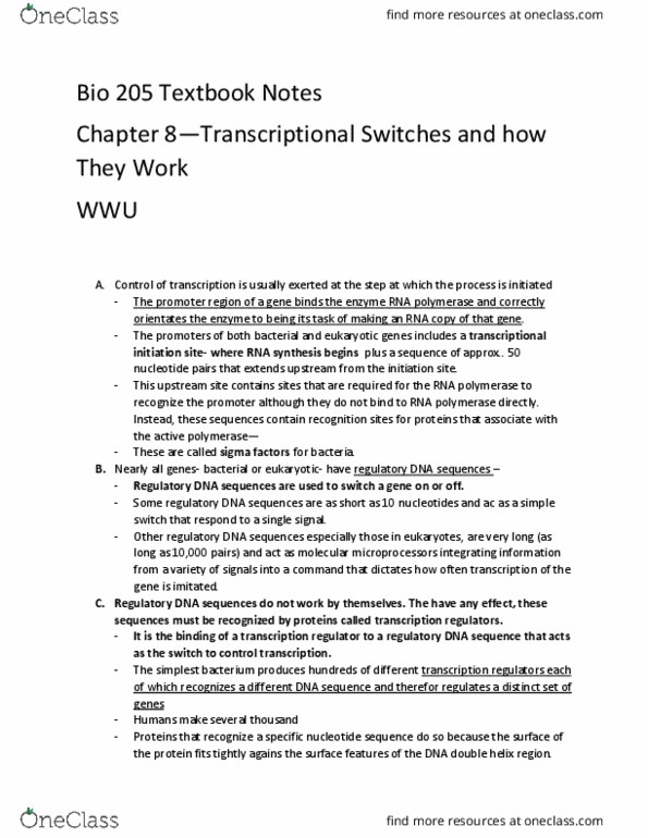 BIOL 205 Chapter Notes - Chapter 8: Cyclic Adenosine Monophosphate, Repressor, Lac Operon thumbnail