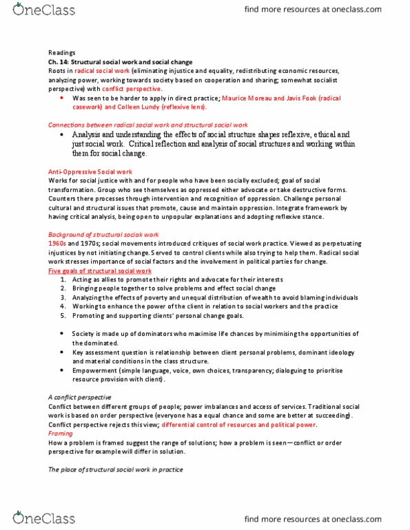 SOWK 2000 Lecture Notes - Lecture 8: Move, Social Welfare Department, Food Bank thumbnail