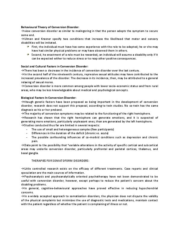 BIOL 110 Lecture Notes - Somatization, Imipramine, Somatic Symptom Disorder thumbnail