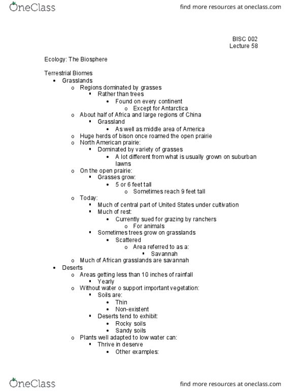 BI SC 002 Lecture Notes - Lecture 58: Polar Desert, Atacama Desert, Prairie thumbnail