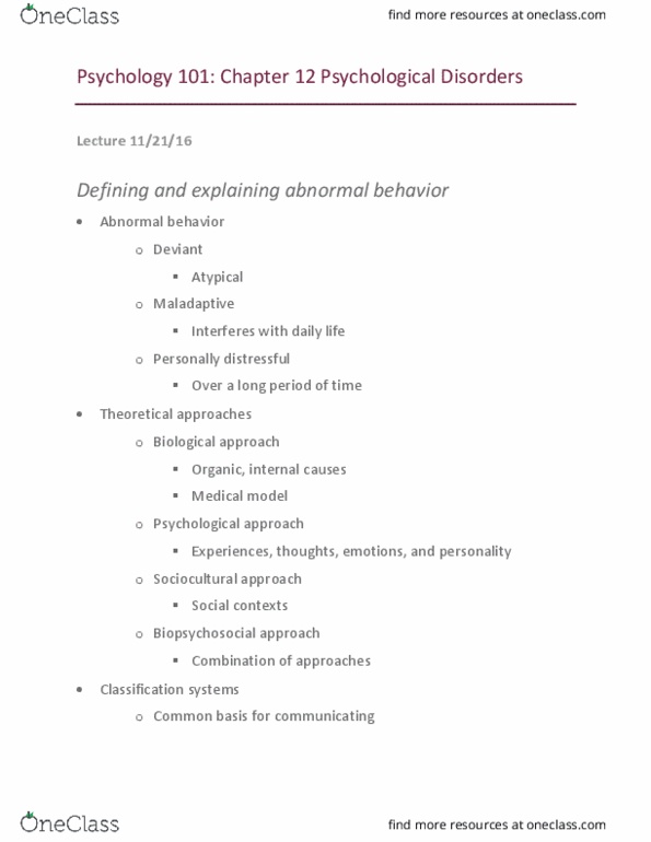 PSYC 101 Lecture Notes - Lecture 14: Borderline Personality Disorder, Dissociative Disorder, Antisocial Personality Disorder thumbnail