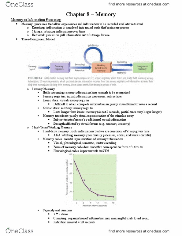 Psychology 1000 Chapter Notes - Chapter 8: Acetylcholine, Prospective Memory, Temporal Lobe thumbnail