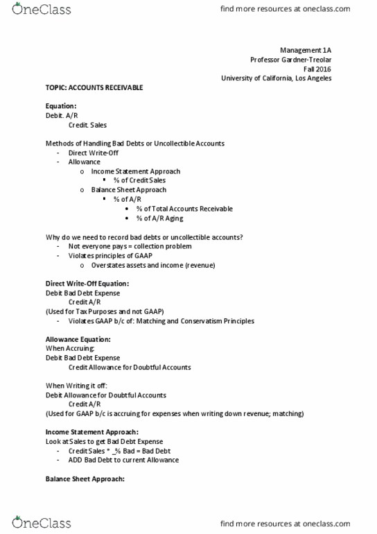 MGMT 1A Chapter Notes - Chapter 8: Income Statement thumbnail