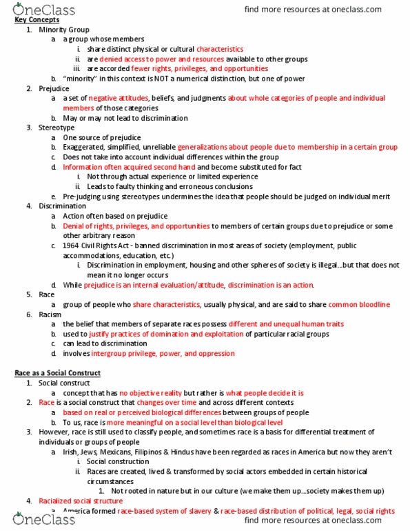 SOC-2010 Lecture Notes - Lecture 8: De Jure, Racialization, Social Learning Theory thumbnail