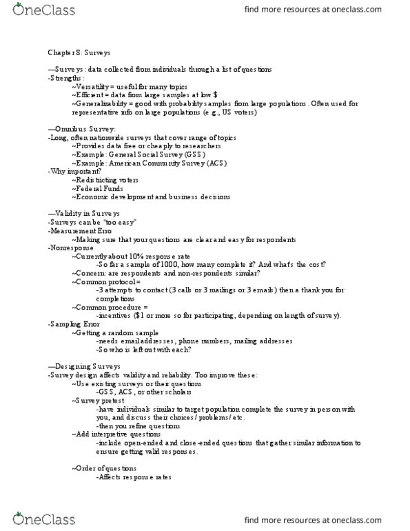 SOCL 2211 Lecture Notes - Lecture 8: Implied Consent, Social Desirability Bias, Fetus thumbnail