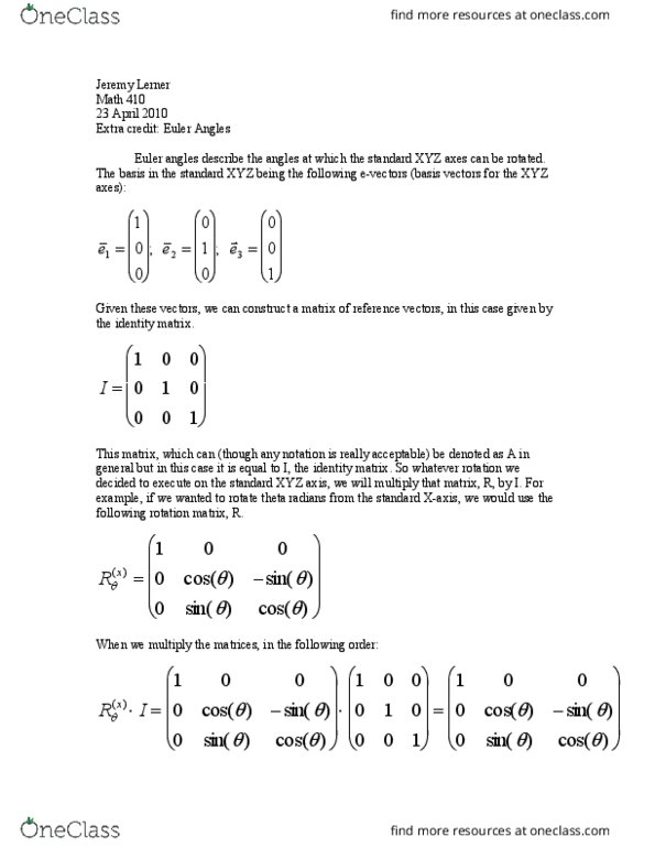 MATH 355 Lecture Notes - Lecture 11: Euler Angles, Rotation Matrix, Identity Matrix thumbnail