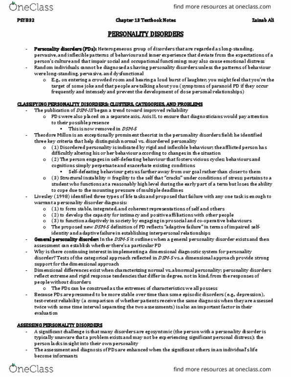 PSYB32H3 Chapter Notes - Chapter 13: Panic Disorder, Conduct Disorder, Truancy thumbnail