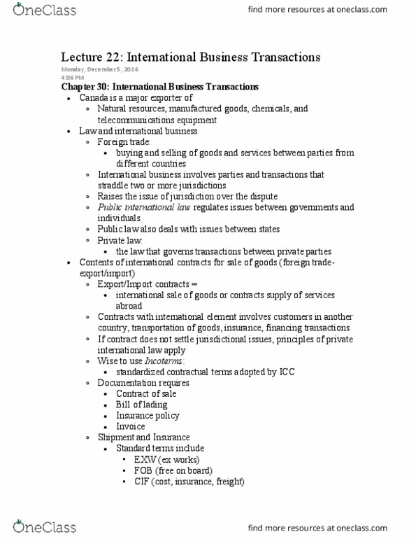 BU231 Lecture Notes - Lecture 22: Arbitration Clause, Countervailing Duties, Foreign Corporation thumbnail