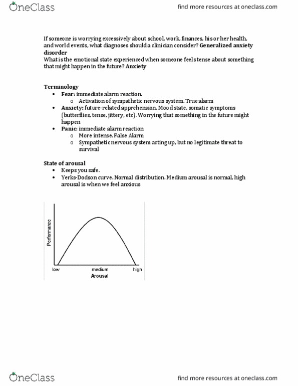 PSY 3171 Lecture Notes - Lecture 7: Sleep Disorder, Confined Space, Agoraphobia thumbnail