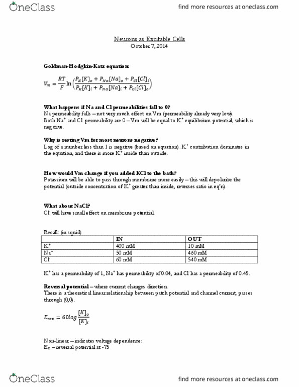 ISCI 2A18 Lecture 5: Neuro Lecture Notes thumbnail