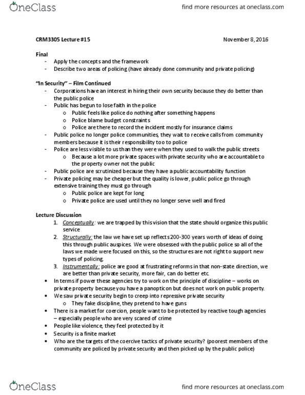 CRM 3305 Lecture Notes - Lecture 15: Neoliberalism, Yonge-Dundas Square, New Economy thumbnail