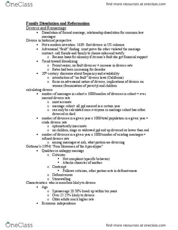 SOCI 247 Lecture Notes - Lecture 5: Stepfamily, Nuclear Family, Noncustodial Parent thumbnail