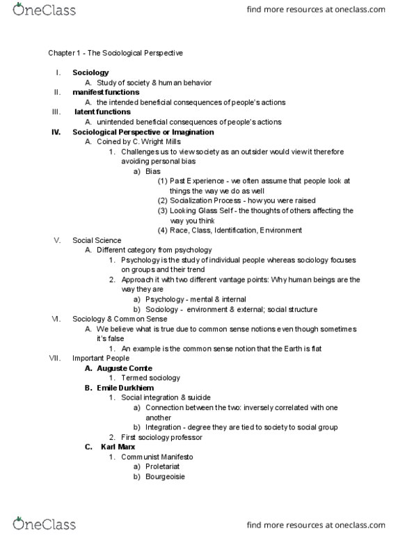 SOCI 101 Chapter Notes - Chapter 1: Gemeinschaft And Gesellschaft, Role Theory, Procrastination thumbnail