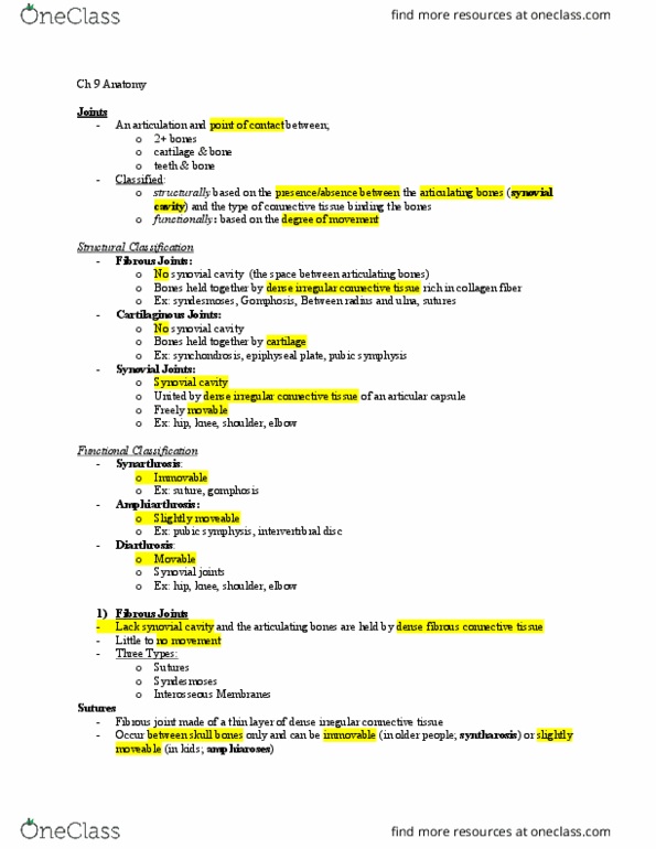 ANAT 101 Lecture Notes - Lecture 9: Temporal Bone, Humerus, Arthroplasty thumbnail