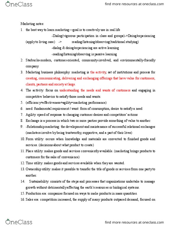 MKT 300 Lecture Notes - Lecture 1: Substitute Good, Market Environment, Habitat thumbnail