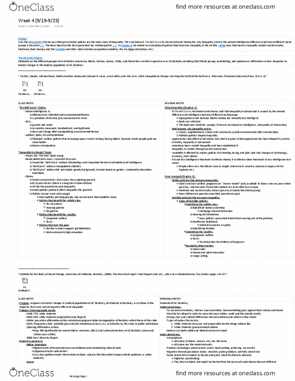 SOCIOL 3AC Chapter Notes - Chapter 4: Troy Duster, Acting White, Model Minority thumbnail