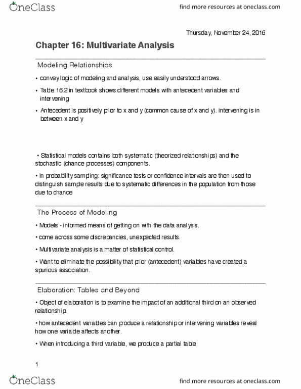 Sociology 3306A/B Lecture Notes - Lecture 10: Multivariate Analysis, Spurious Relationship, Statistical Process Control thumbnail