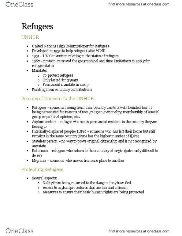 POLS 2401 Lecture Notes - Lecture 10: Nordic Countries, Family Reunification, Internally Displaced Person thumbnail