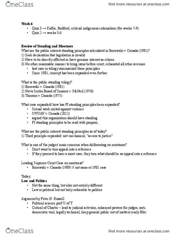 LAWS 2502 Lecture Notes - Lecture 6: Mootness, Judicial Activism, Statelessness thumbnail