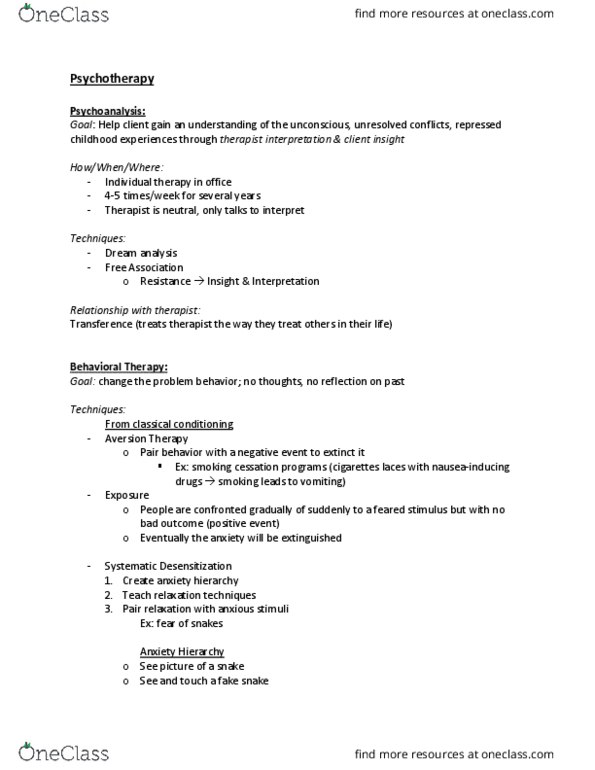 PSYCH 100 Lecture Notes - Lecture 16: Social Skills, Family Therapy, Cognitive Therapy thumbnail