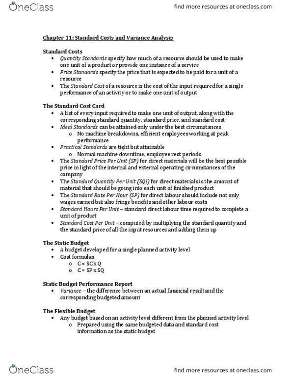 ACCT 2550 Chapter 11: Standard Costs and Variance Analysis thumbnail