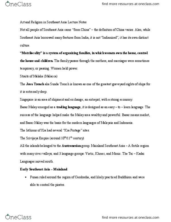HIST 80a Lecture Notes - Lecture 13: Angkor Thom, Theravada, Bayon thumbnail