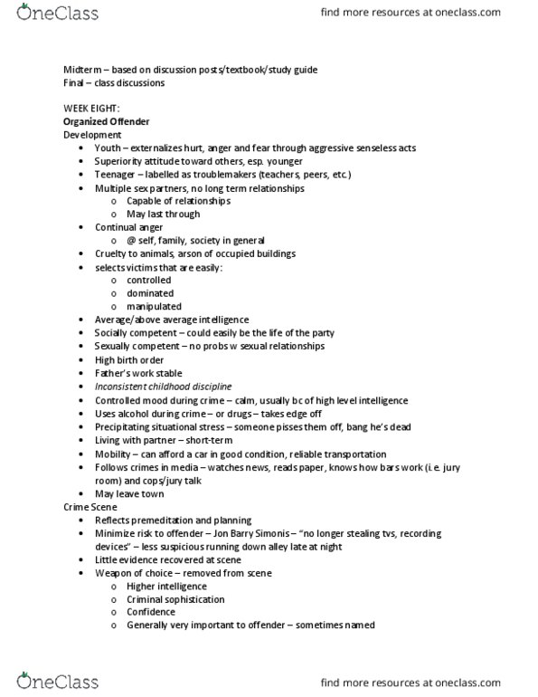 SOC 4733 Lecture Notes - Lecture 8: False Dilemma, Tommy Lynn Sells, Depersonalization thumbnail