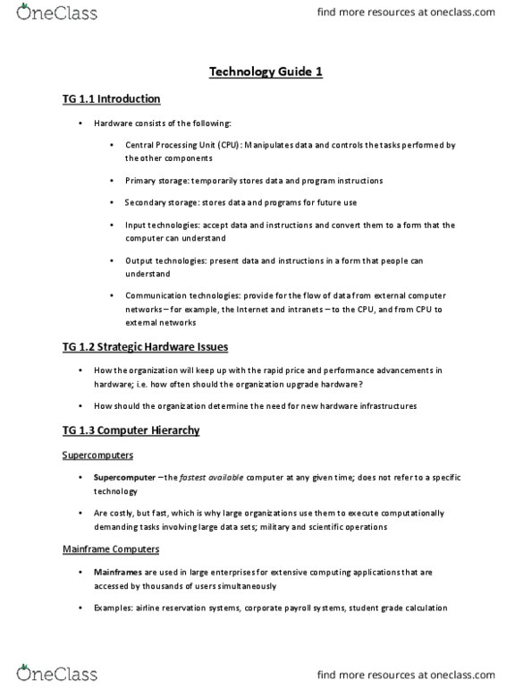 ADMS 2511 Lecture Notes - Lecture 1: Kilobyte, Optical Storage, Multi-Core Processor thumbnail