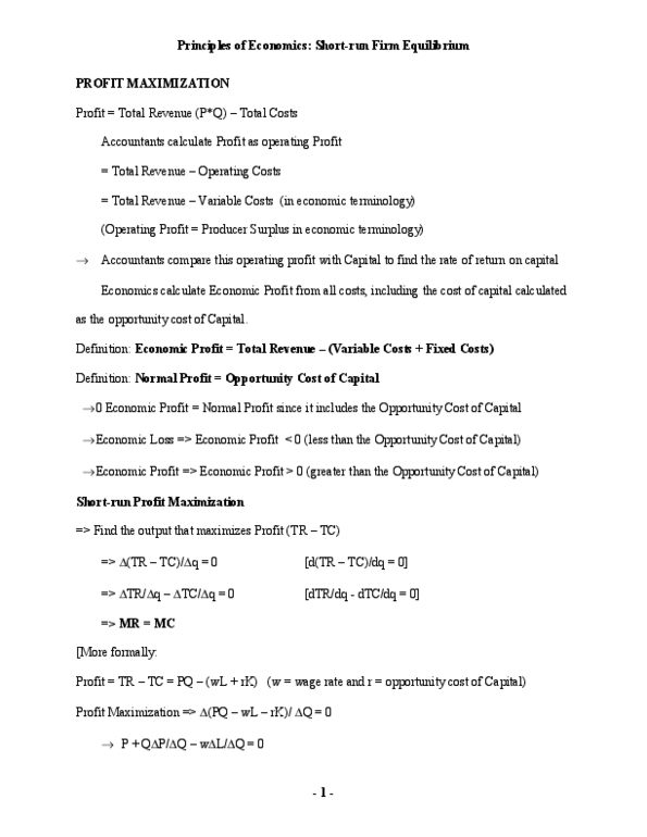 CBUS 001 Lecture Notes - Ceteris Paribus, Negative Number, Marginal Revenue thumbnail